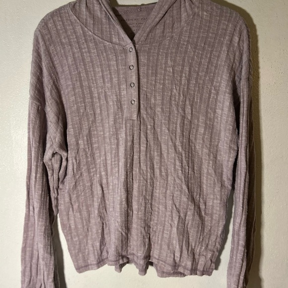 American Eagle Outfitters Mauve Long Sleeve Hooded Shirt Size M - Picture 1 of 4